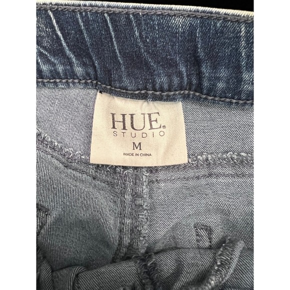 Hue Studio Women's Denim Jeggings‎ Medium Pull-On Acid Wash Distress Hem - Picture 6 of 6